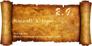 Rusznák Irma névjegykártya